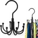 BigOtrers Belt Hanger, 2 Pack Rotatable Belt Rack Closet Accessories Organizer, Maximum 24 Storage Capacity, Hanging Holder Storage Hook for Belt, Bra, Tank Top, Tie, Scarf, Purse, Black