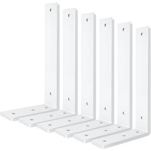 White Floating Shelf Bracket 14Inch, 6 Pack Heavy Duty Shelf Brackets, Wall Shelf Bracket for DIY Decorative with Mounting Hardware