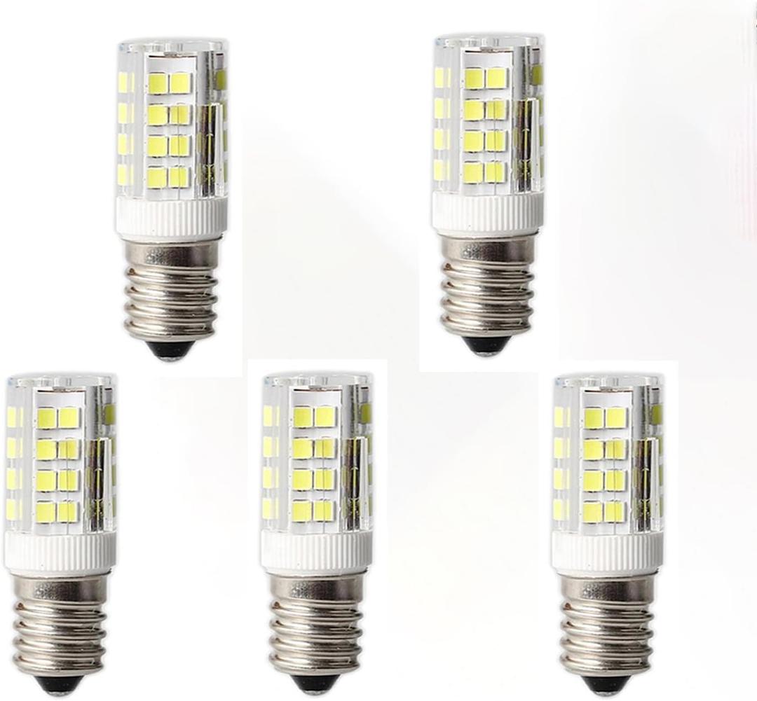 WingYauLung E14 LED Light Bulb Daylight White 6000K 120V, E14 European Base for Cooker Hood Bulbs, Range Hood Light Bulbs, Refrigerator Bulb, Turkish Moroccan Bulb Replace(5-Pack)