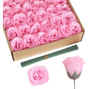 Glitter Roses Bouquet,30PCS Pink Roses Artificial Flowers Fake Sparkling Roses for Wedding Bouquet Party Christmas Home Decor(Light Pink)