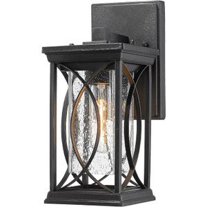 Bestshared Modern Outdoor Wall Lantern  Black Exterior Light Fixture with Seeded Glass, Weather-Resistant Sconce for Porch, Patio, Garage, Front Door (Black, Regular-1 Pack)