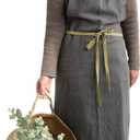 HANEE Kitchen Apron for Women & Men Linen Cooking Aprons with pocket (Dark Gray)