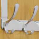 WEBI Over The Door Hook 5 Coat Hooks,Over The Door Towel Rack,Door Hanger Over Door Coat Rack for Hanging Towels,Clothes,Bathroom,Chrome
