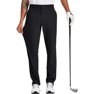 Tyhengta Men's Golf Pants Lightweight Comfy Stretch Work Dress Pants (Black, 32W x 30L)