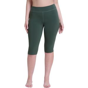 Gottex Modest Womens Solid Khaki Bike Shorts with Contrast Stitching and Elastic Waistband Designed for Swimwear Comfort (M)