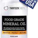 Thirteen Chefs Mineral Oil  8 oz Food Grade Conditioner for Wood Cutting Board, Countertop & Butcher Block, Lubricant for Knife or Meat Grinder  Safe USP Finish on Marble, Soapstone