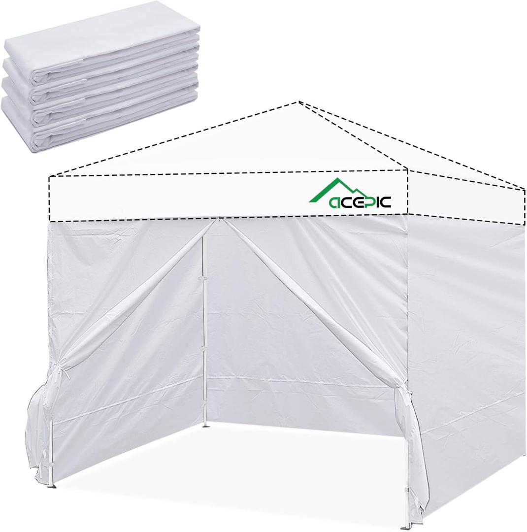 Instant Canopy Tent Sidewalls for 10x10 Pop Up Canopy 210D Waterproof,4 Piece Sidewalls, with Doors,White(4PCS Sidewalls Only, Canopy Tent NOT Included)