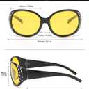SODQW Night Vision Glasses for Women,Polarized Yellow Anti Glare Glasses with Diamond Accents for Night Driving (A03- Black/Yellow)