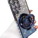 for Samsung Galaxy S25 Ultra Magnetic Kickstand Glitter Case, [Compatible with Magsafe] Cute Bling Sparkly Diamond Rhinestones with Camera Protector Women Girls Case for Galaxy S25 Ultra,Blue