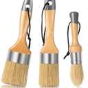Mister Rui Chalk Wax Paint Brush 3 pcs, Large Wax Brush, Brushes for Furniture, Acrylic Paint, Milk Paint, Natural Bristles, 1 Small Round Brush and 2 Large Oval Brushes