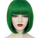 Green Wig Short for Women - St Patrick's Day Bob Wig With Bangs, Natural Cute Synthetic for Halloween BU110GR
