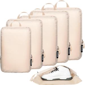 BAGAIL 6 Set Ultralight Compression Packing Cubes Packing Organizer for Travel Accessories Luggage Suitcase Backpack (Beige)