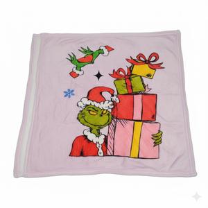 l Christmas Fuzzy Blanket Santa Claus Throw Blanket, Grinch Gift Decor Fleece Blanket for Girls Boys Kids Xmas Glitter Stars Sherpa Blanket 40"X50" for Couch Sofa Bedroom