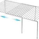 iPEGTOP Expandable Kitchen Cupboard Organiser, 2-Piece Adjustable Freezer Cabinet Storage Wire Shelf Rack Rustproof Metal Shelves Space Saver for Countertop Pantry Drawer Utensils (Chrome)