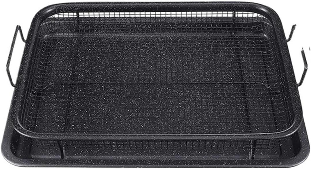 Barbecue Grill Copper Baking Tray Oil Frying Baking Pan Non-stick Chips Basket Baking Dish Grill Mesh Barbecue Tools Cookware Practical (Color : Black Set)