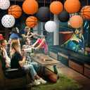 Bencailor 16 Pcs Basketball Party Decorations Basketball Hanging Paper Lanterns Sports Themed Paper Lanterns Ceiling Decor for Birthday Party Baby Showers Classroom Home Decor(Classic Style)