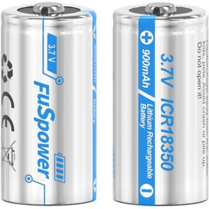 18350 Rechargeable Batteries 900mAh 3.7V ICR 18350 Rechargeable Li-ion Battery for Flashlight, Solar Garden Light (2 Count (Pack of 1))