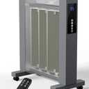 ULINE Convection Space Heaters for Indoor Use, 1500W Quiet Mica Panel Heater for Large Room, Whole Room Electric Heater with Thermostat, ECO, Remote, Wheel, 12H Timer, Tip-Over & Overheat Protection