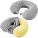 Philbinden 2 Packs Travel Neck Pillow Cover, Reusable U Shaped Washable Soft Smooth Airplane Pillow Cover (Gray)