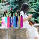 18Pcs Reusable Medium Gift Bags with Handles, 10.2" x 7.8" x 4" - Colorful Marble Party Favor Bags with Tissues for Birthday Parties, Anniversary, Shopping
