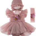 Newborn Photography Props Baby Girls Outfits,Baby Photo Props Soft Lace Headdress Bodysuits Set
