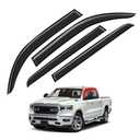 Window Visors Rain Guards FIT 2019, 2020, 2021, 2022 Dodge Ram 1500 Side Window Deflectors Vent Shades Sun/Rain Guards, 4PCS Smoke Tape-On Set for Front and Rear