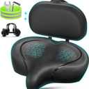 Bicycle Seat, Bike Seat for Women Men Extra Comfort Wide, Oversized Comfortable Seats Saddle for Peloton Bikes, Fit for Exercise Bikes, Electric Bikes, Mountain Bikes, Cruiser Bikes (Backrest Black)