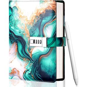 CAGIE Diary with Lock for Girls, A5 Password Refillable Lined Journal Kit Locked Diary, Cute Stuff Christmas Birthday Gifts for Girls 6 7 8 9 10 11 12 13 14 Year Old Girl, Teen Girl Gifts, Green
