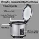 55 Raw/110 Cup Commercial Rice Warmer(Not Rice Cooker) Portable 18.1QT Big Rice Warmer / 122- 178 Adjustable Temperature/ 130W/ Non-Stick Inner Pot