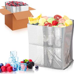 ABC PACK & SUPPLY 5 Pack Silver Foil Insulated Box Liners 8 x 8 x 8 inches. Shipping Boxes for Frozen Food, Odorless Insulated Containers. Leakproof Cold Shipping Boxes for Frozen Fish, Meat