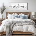 Sweet Dreams Wall Decor Above Bed Sign 40''x15'' Large Wood Framed Master Bedroom Guest Room Sweet Dreams Signs Farmhouse Rustic Wall Art Decoration (White)
