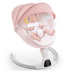 Soobaby Baby Swing for Infants,Electric Swing for Babies,Portable Swing for Baby Boy Girl,Remote Control Indoor Baby Rocker with 5 Sway Speeds,Music and Bluetooth,Dark Pink