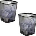 Mind Reader Mesh Trash Can, Waste Paper Basket, Square, Office, Metal Mesh, 9.75"L x 9.75"W x 12.25"H, Set of 2, Black
