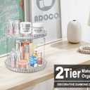2 Tier Diamond Lazy Susan Bathroom Organizer Countertop, Clear 360 Rotating Cosmetic Makeup Organizer for Vanity, Skincare Organizers Perfume Organizer for Counter - Organization and Storage -9.25INCH