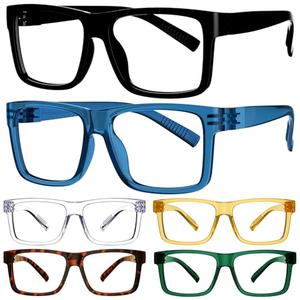 Eyekepper 6 Pack Metalless Reading Glasses with Screwless Spring Hinges Oversize Readers for Men +2.00