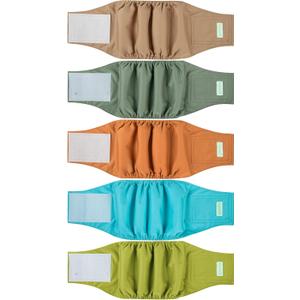 Wegreeco Small Dog Diapers Male,Reusable Belly Bands for Male Dogs,Washable Doggie Puppy Male Diapers Wraps (5 Pack Small, Earth Tone)