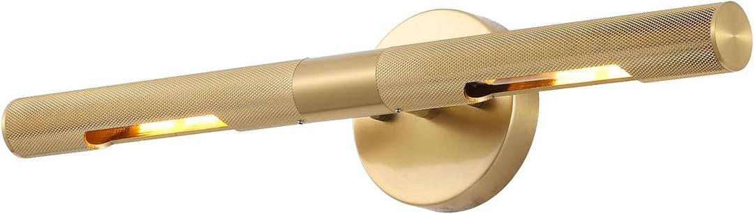 Brushed Brass Picture Light 19 inches Modern Gold Wall Sconce with Knurled Texture Cylinder Metal Shades Rotatable 360Indoor Wall Lighting Fixture Bathroom Vanity Light Bedroom Living Room