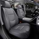 Coverado Front Seat Covers, 2 Pieces Universal Seat Covers for Cars, Breathable Fabric & Leather Car Seat Protectors, Car Seat Cushions Auto Accessories Fit for Most Sedans SUV Truck, Black