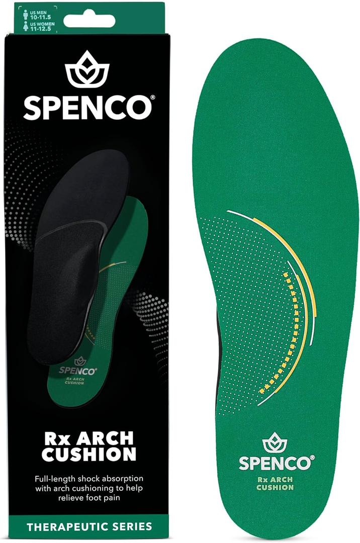 Spenco RX Arch Cushion Full Length Comfort Support Shoe Insoles, Women's 7-8.5/Men's 6-7.5 Green