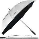 68/62/54 Inch UPF50+ Sun Umbrella UV Protection UV Umbrellas for Sun Protections Windproof Large Golf Umbrella Auto Open and Vented Double Canopy Umbrellas for Sun and Rain (Silver/Black)