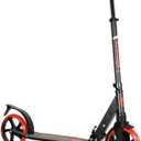 LaScoota Kick Scooter for Kids Ages 6+, Teens & Adults, Large 8" Sturdy Urethane Wheels. Adjustable Handlebar, Lightweight, Foldable, 220lbs Max Load (Red)