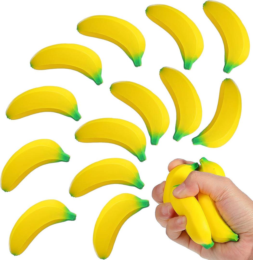 Kasyat 11 Pcs Banana Stress Toys Banana Stretchy Toys PU Relief Stress Balls Tiny Party Supplies for Relief Party Favors(2.36 Inches)