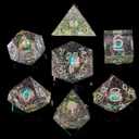 FugaCity Dice Set,Handmade Sharp Edge 7 Piece Resin Dice-Dungeon&Dragons Polyhedral Dice Set, D&D Dice Set with Gift Dice Case for RPG MTG Table Games (A-mini Planet)