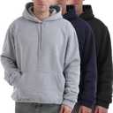 Taiyin 3 Pack Men's Lightweight Fleece Pullover Hoodie Long Sleeve Sweatshirt with Pockets for Men (X-Large, Black, Gray, Navy Blue)