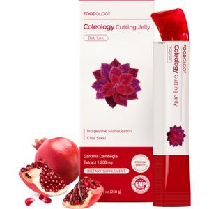 FOODOLOGY Coleology Cutting Stick Jelly (Pomegranate)  Dietary Fiber Supplement for Healthy Weight Management, Chia Seeds & Garcinia Cambogia, Korean Beauty with Collagen  10 Sticks
