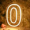 Planzo 0 Zero Led Neon Sign Light 10th 20th 30th 40th 50th Year Old Birthday Baby Cave Backdrop Bedroom Desk Table Wall Sign Decor Banner Wedding Party Decor Gifts Hold Base USB 9.84"x6.9"