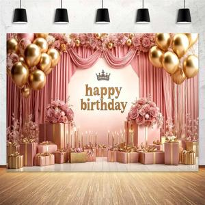 7X5Ft Birthday Backdrop Birthday Banner for Women Happy Birthday Backdrop and Birthday Banner for Women, Perfect for Photo Booth, Party Wall Decoration, and Birthday Photography