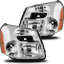 munirater Chrome Housing Headlight Assembly Driver and Passenger Side Replacement for Equinox 2005-2009 with Amber Corner 15888058, 15888059