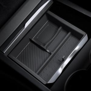 Wigoo 2025 Upgrade Tesla New Model Y & Model 3 Center Console Organizer Tray [Divided storage, Double Layer Space, Easy to Clean] New Model Y Juniper/Model 3 (2024~2026) Accessories, Black