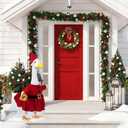 Christmas Porch Goose Outfits for 23" Cement Statue Santa Claus Costume Outfit Dresses Clothes Outdoor Lawn Yard Patio Decor (Red)